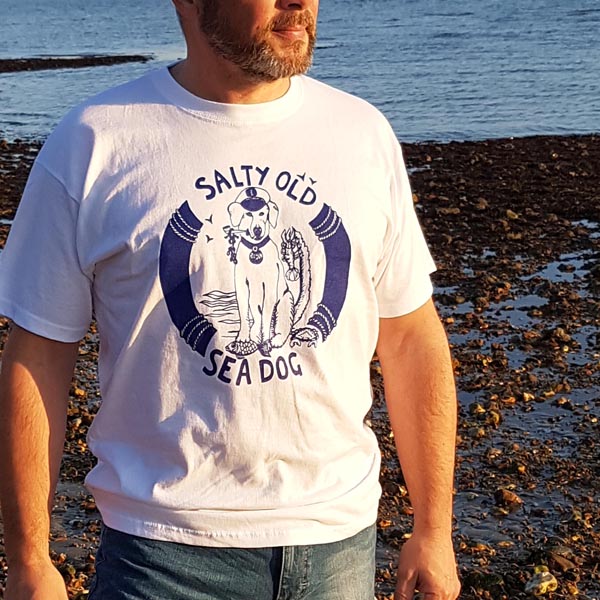 Salty Old Sea Dog Hand Printed T Shirt - Port & Lemon
